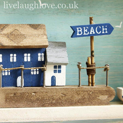 Box Frame Nautical Wall Hanger - Beach Huts - LIVE LAUGH LOVE LIMITED