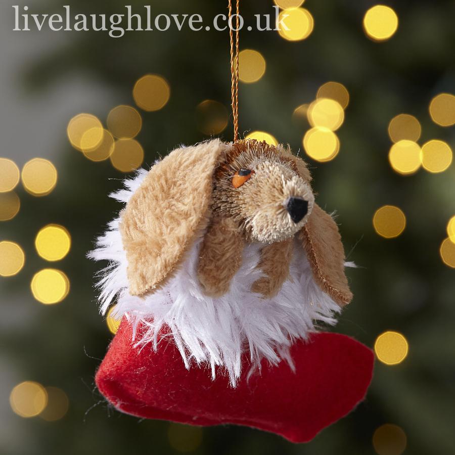 Brushwood Beagle In Fabric Stocking Decorative Hanger - LIVE LAUGH LOVE LIMITED