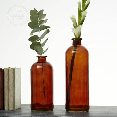 Burnt Amber Glass Bottle Vases - LIVE LAUGH LOVE LIMITED