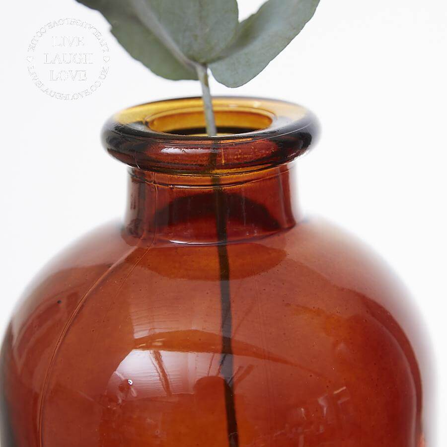 Burnt Amber Glass Bottle Vases - LIVE LAUGH LOVE LIMITED
