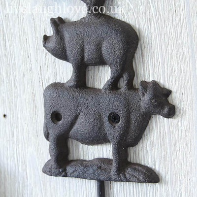 Cast Iron Farm Animal Stack Single Hook - LIVE LAUGH LOVE LIMITED