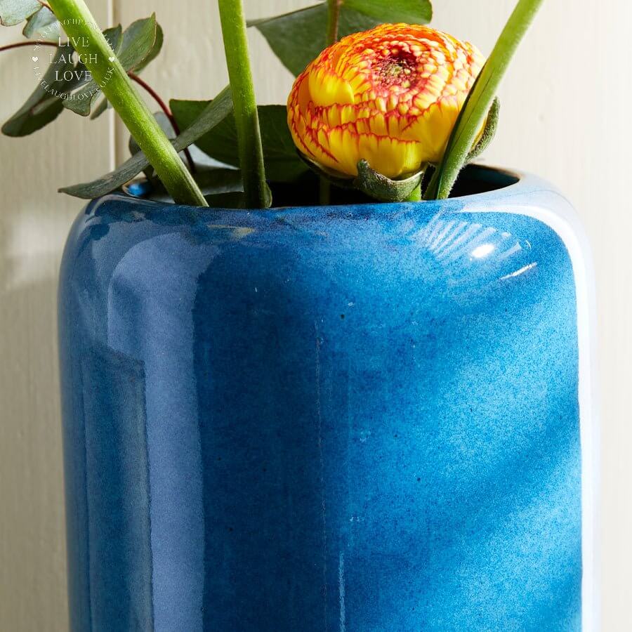 Ceramic Blue Glazed Willow Vase 25cm - LIVE LAUGH LOVE LIMITED