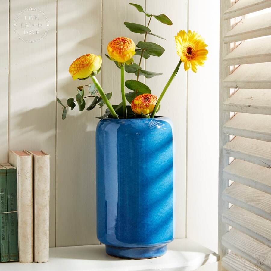 Ceramic Blue Glazed Willow Vase 25cm - LIVE LAUGH LOVE LIMITED