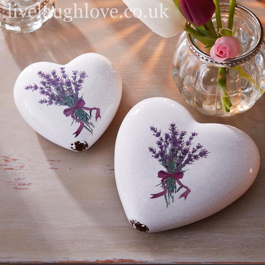 Ceramic Lavender Hearts - Pair - LIVE LAUGH LOVE LIMITED