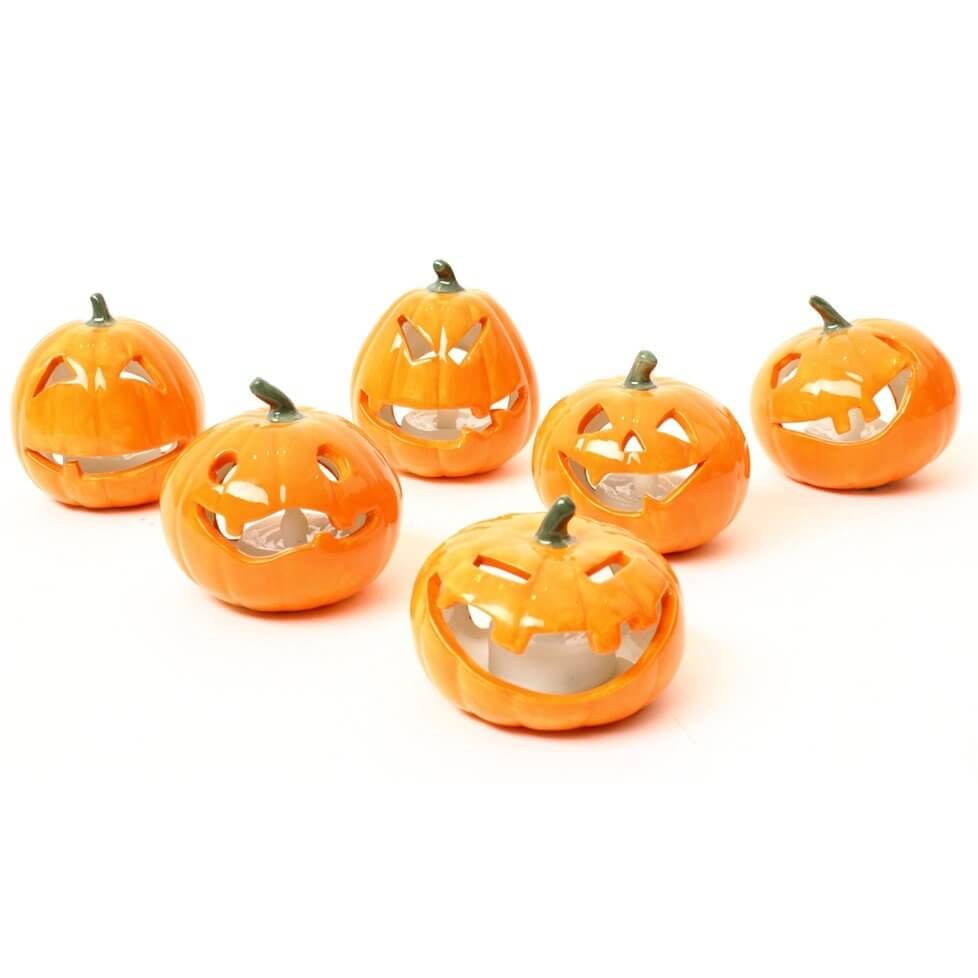 Ceramic LED Pumpkin Tea Lights set of 6 - LIVE LAUGH LOVE LIMITED