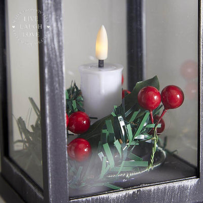 Christmas Flame Light Up Candle Lanterns - Black & Silver - LIVE LAUGH LOVE LIMITED