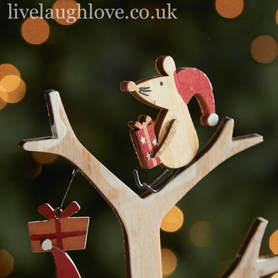 Christmas Mice Wooden Tree - LIVE LAUGH LOVE LIMITED