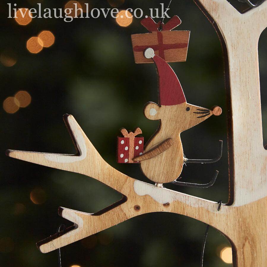 Christmas Mice Wooden Tree - LIVE LAUGH LOVE LIMITED