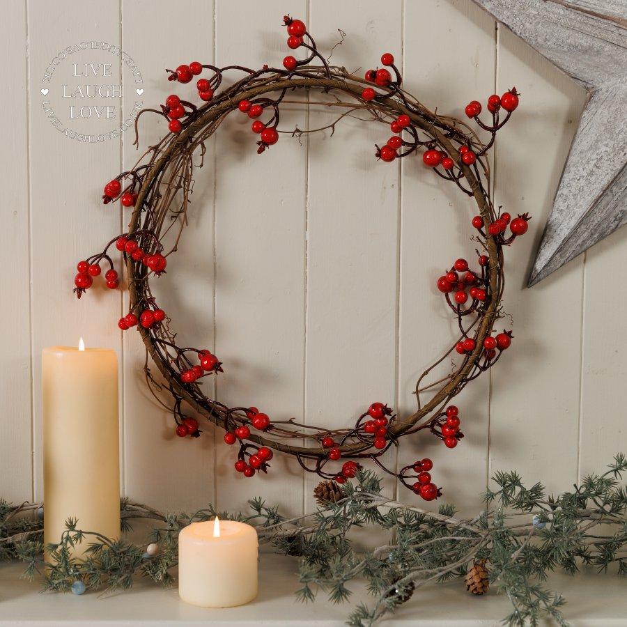 Christmas Red Berry Hoop Wreath - LIVE LAUGH LOVE LIMITED