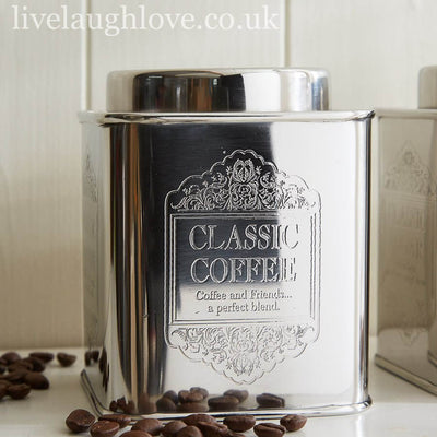 Chrome Tea Coffee & Sugar - LIVE LAUGH LOVE LIMITED