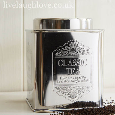 Chrome Tea Coffee & Sugar - LIVE LAUGH LOVE LIMITED