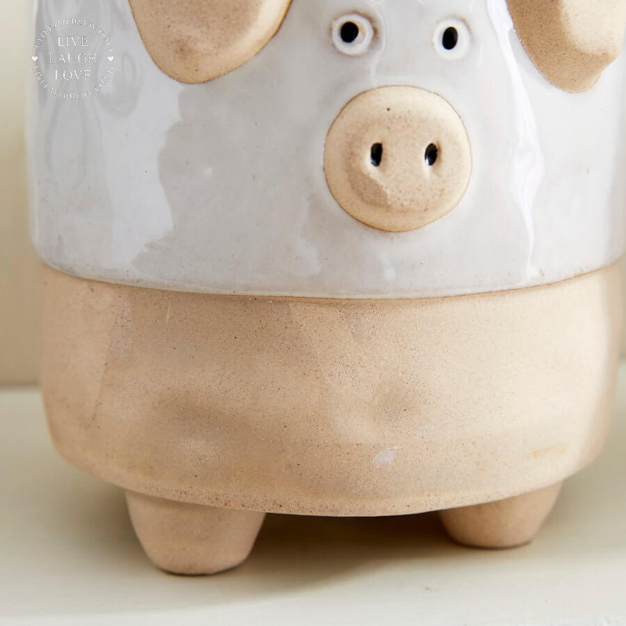 Country Ceramic Farmyard Animal Vase or Planter (Cow/Pig/Chicken) - 12.5cm - LIVE LAUGH LOVE LIMITED