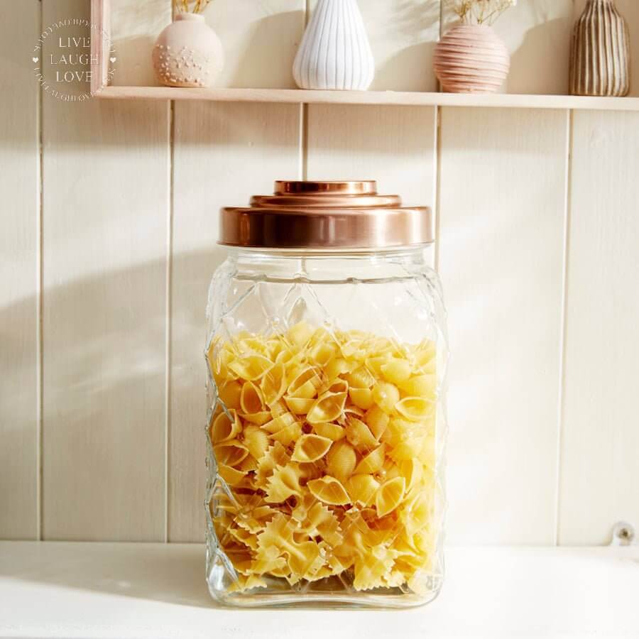 Country Kitchen Diamond Patterned Glass Storage Jars - LIVE LAUGH LOVE LIMITED