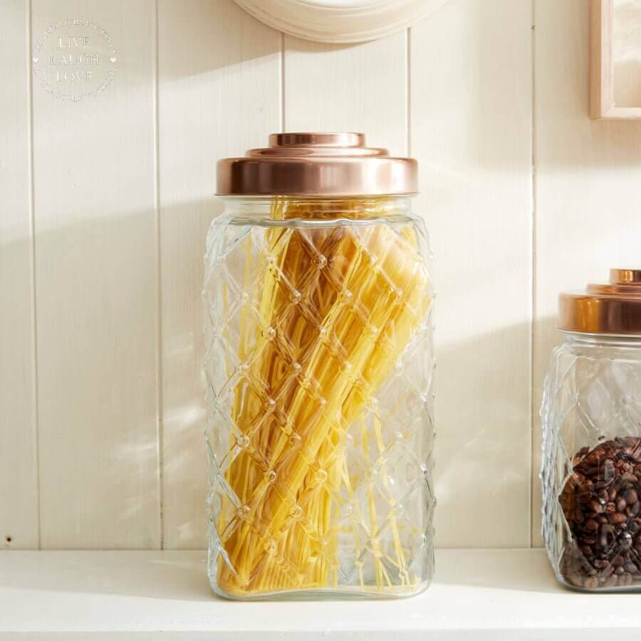 Country Kitchen Diamond Patterned Glass Storage Jars - LIVE LAUGH LOVE LIMITED