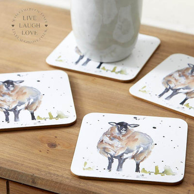 Country Life Coasters Set of 4 - Sheep - LIVE LAUGH LOVE LIMITED