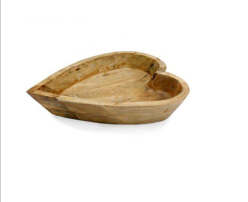Country Wooden Heart Shaped Bowl - LIVE LAUGH LOVE LIMITED
