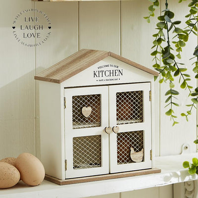 Cream Egg House With Chicken & Heart Details - LIVE LAUGH LOVE LIMITED