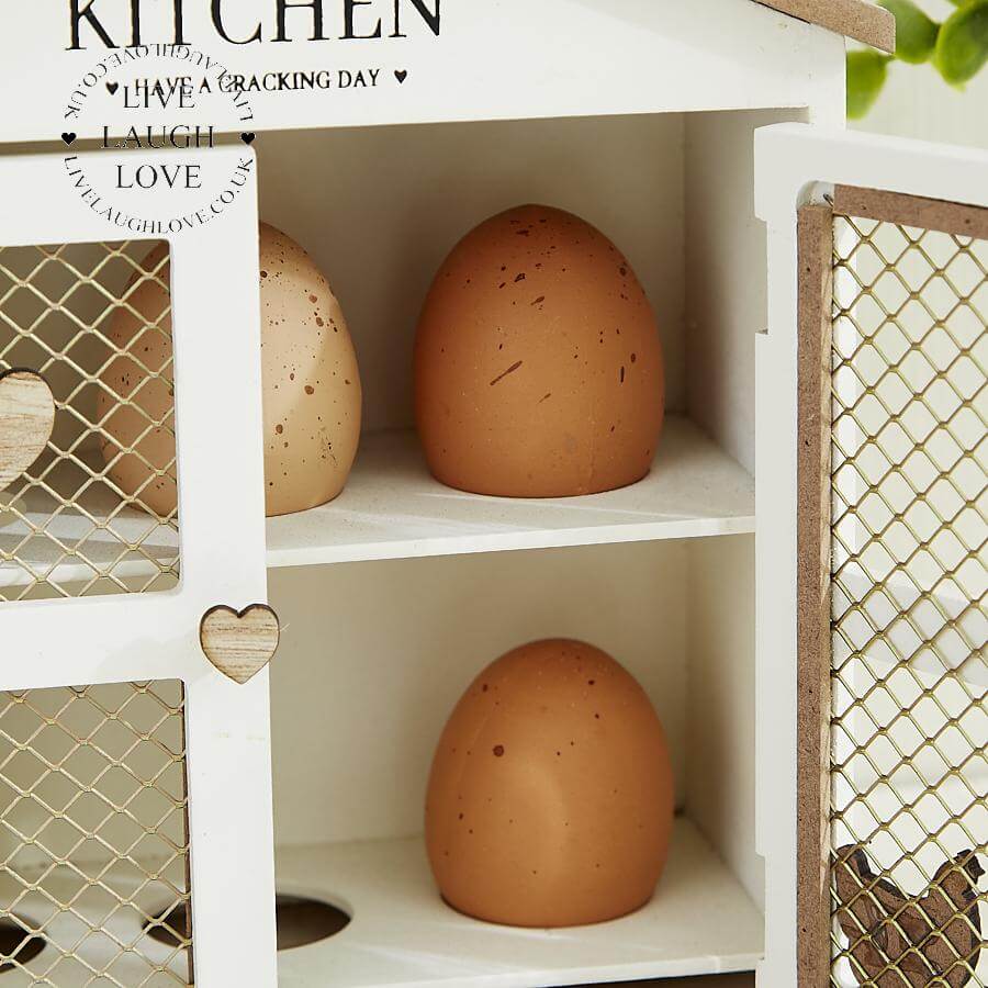 Cream Egg House With Chicken & Heart Details - LIVE LAUGH LOVE LIMITED