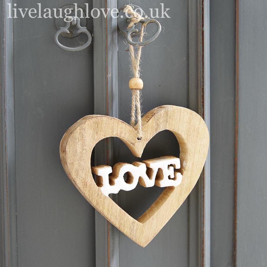 Cut Out "Love" Heart - Natural Wood - LIVE LAUGH LOVE LIMITED