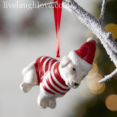 Decorative Ceramic Christmas Dog - A - LIVE LAUGH LOVE LIMITED