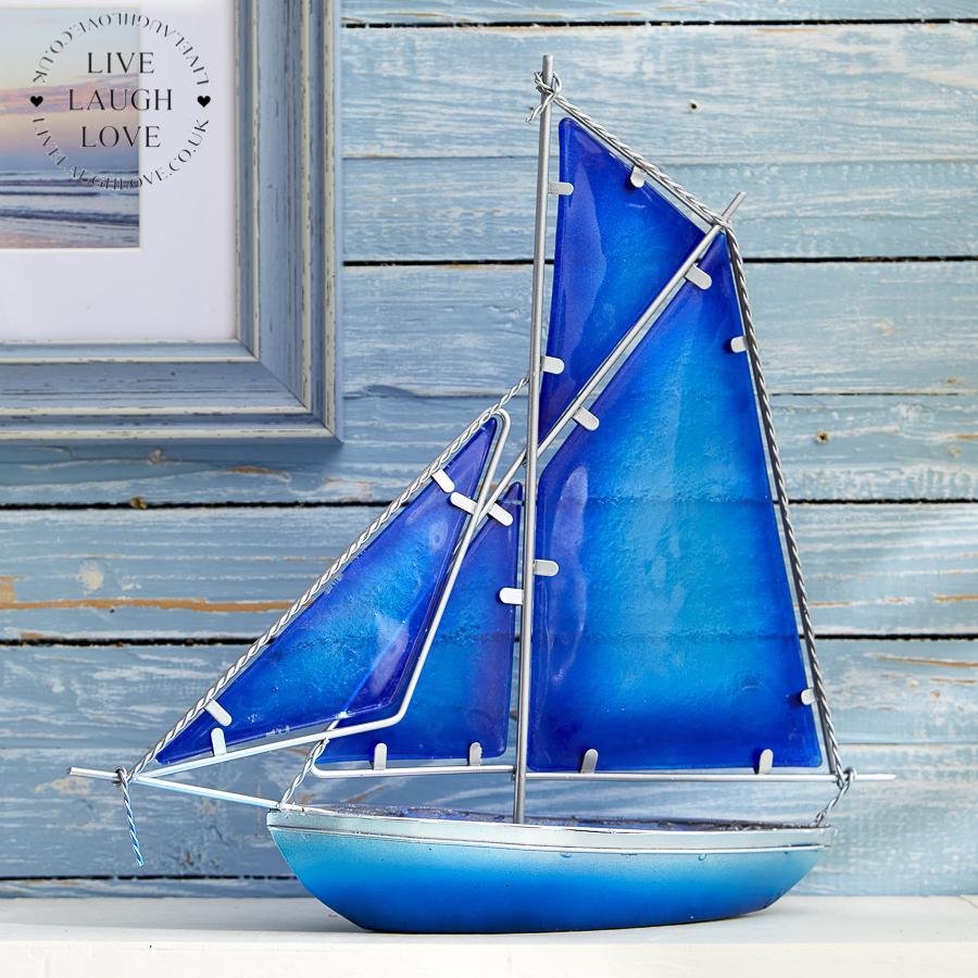 Decorative Stained Glass Boat - LIVE LAUGH LOVE LIMITED