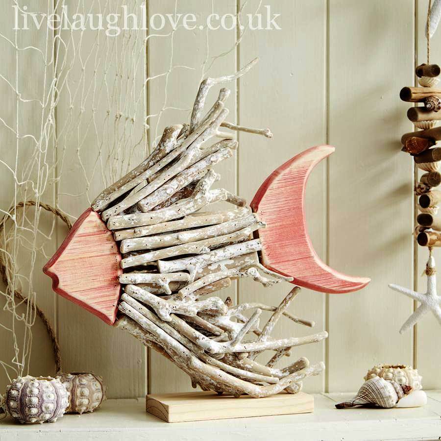 Decorative Twiggy Driftwood Fish Nautical Sculpture - LIVE LAUGH LOVE LIMITED