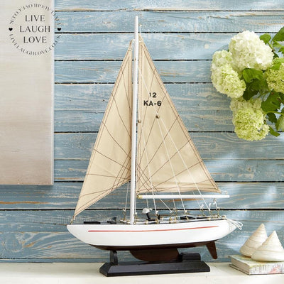 Decorative Wooden Racing Yacht - LIVE LAUGH LOVE LIMITED