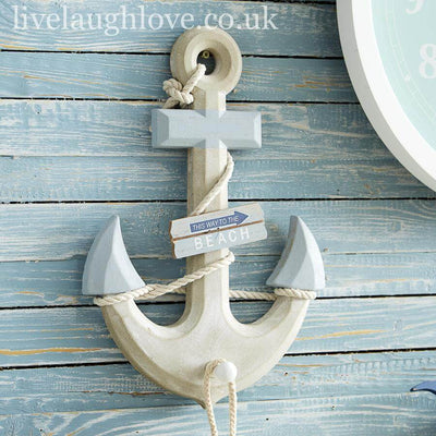 Distressed Nautical Anchor W/ Sign - This Way To The Beach - LIVE LAUGH LOVE LIMITED