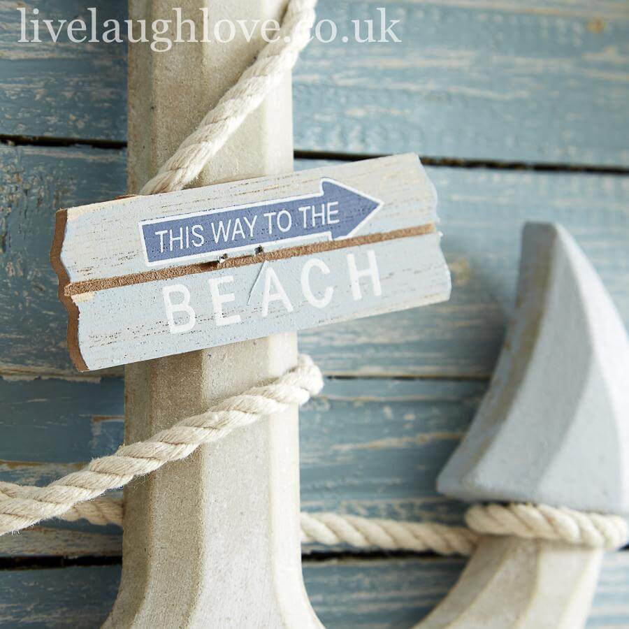 Distressed Nautical Anchor W/ Sign - This Way To The Beach - LIVE LAUGH LOVE LIMITED