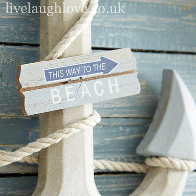 Distressed Nautical Anchor W/ Sign - This Way To The Beach - LIVE LAUGH LOVE LIMITED