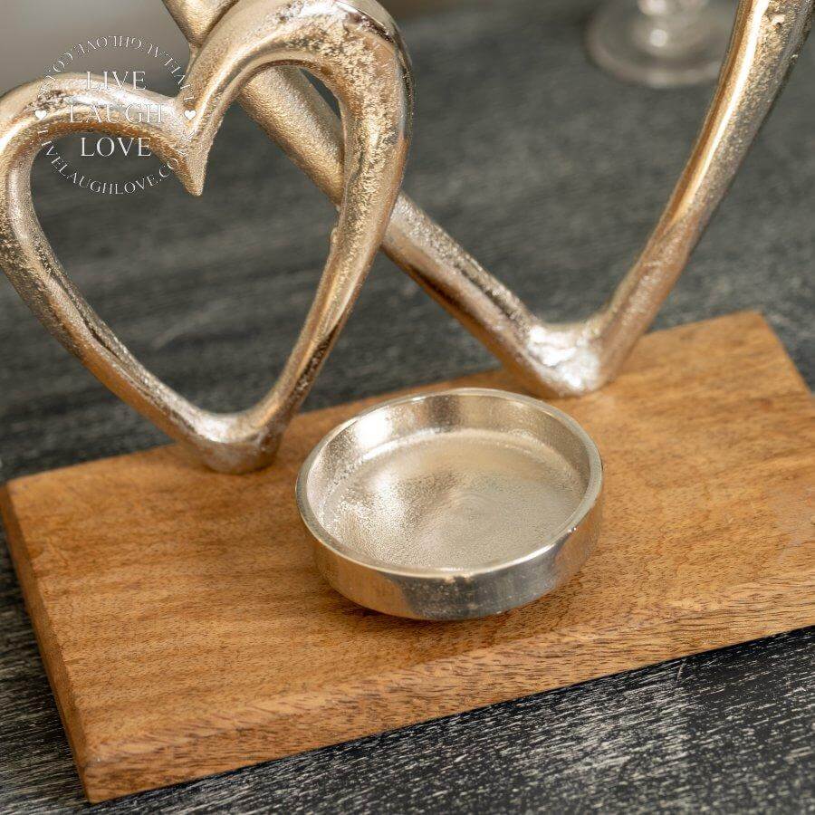 Double Heart Tealight Holder - LIVE LAUGH LOVE LIMITED