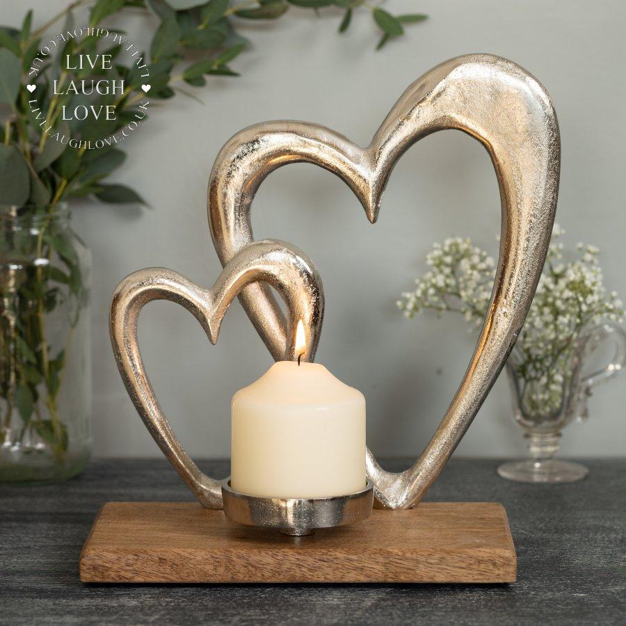Double Heart Tealight Holder - LIVE LAUGH LOVE LIMITED