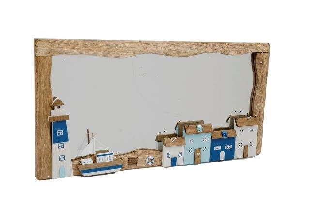 Driftwood Nautical Wall Mirror with Coastal Scene - LIVE LAUGH LOVE LIMITED