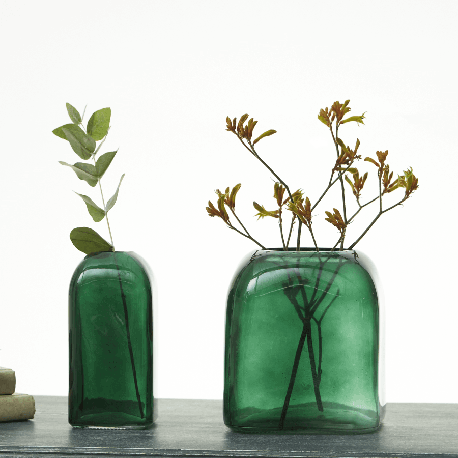 Emerald Green Square Glass Bubble Vases - LIVE LAUGH LOVE LIMITED