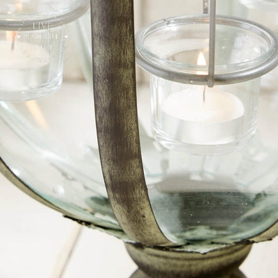 Extra Large Metal & Glass Lantern With Tea Light Holders - 75cm Tall - LIVE LAUGH LOVE LIMITED