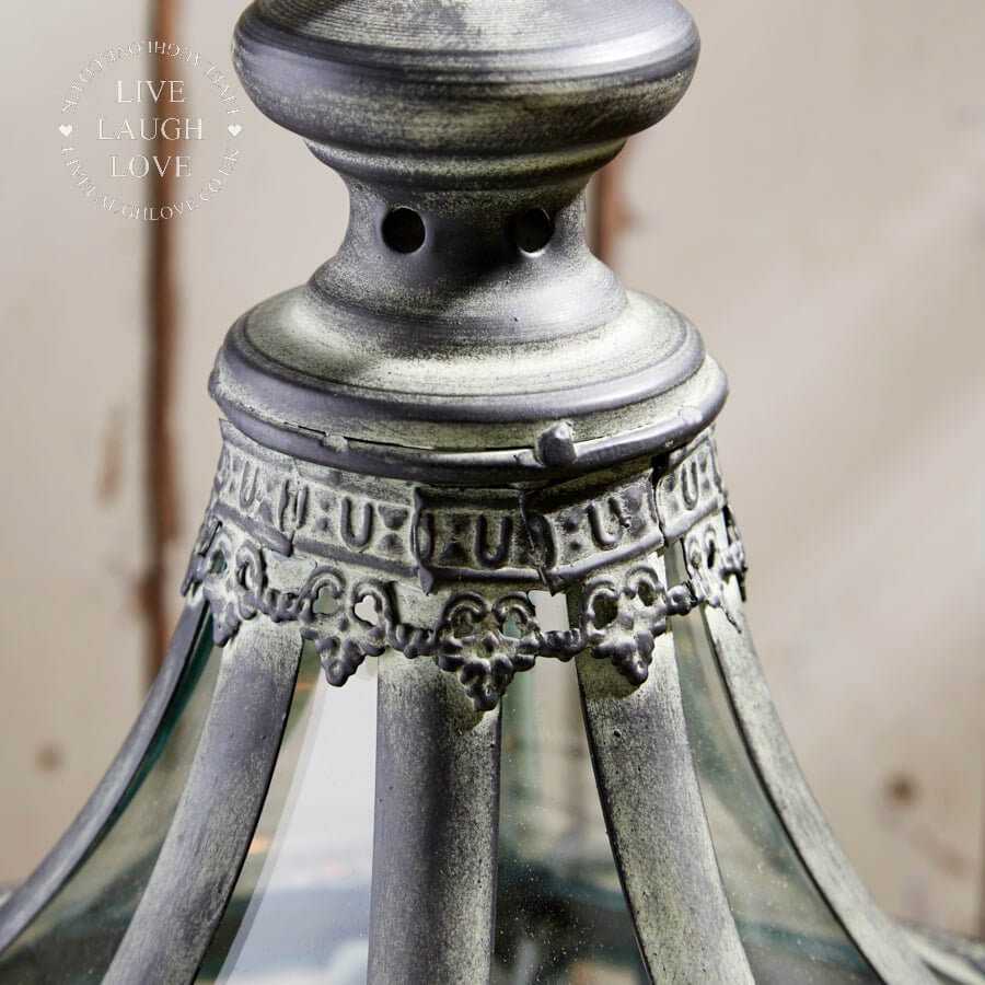 Extra Large Metal & Glass Lantern With Tea Light Holders - 75cm Tall - LIVE LAUGH LOVE LIMITED