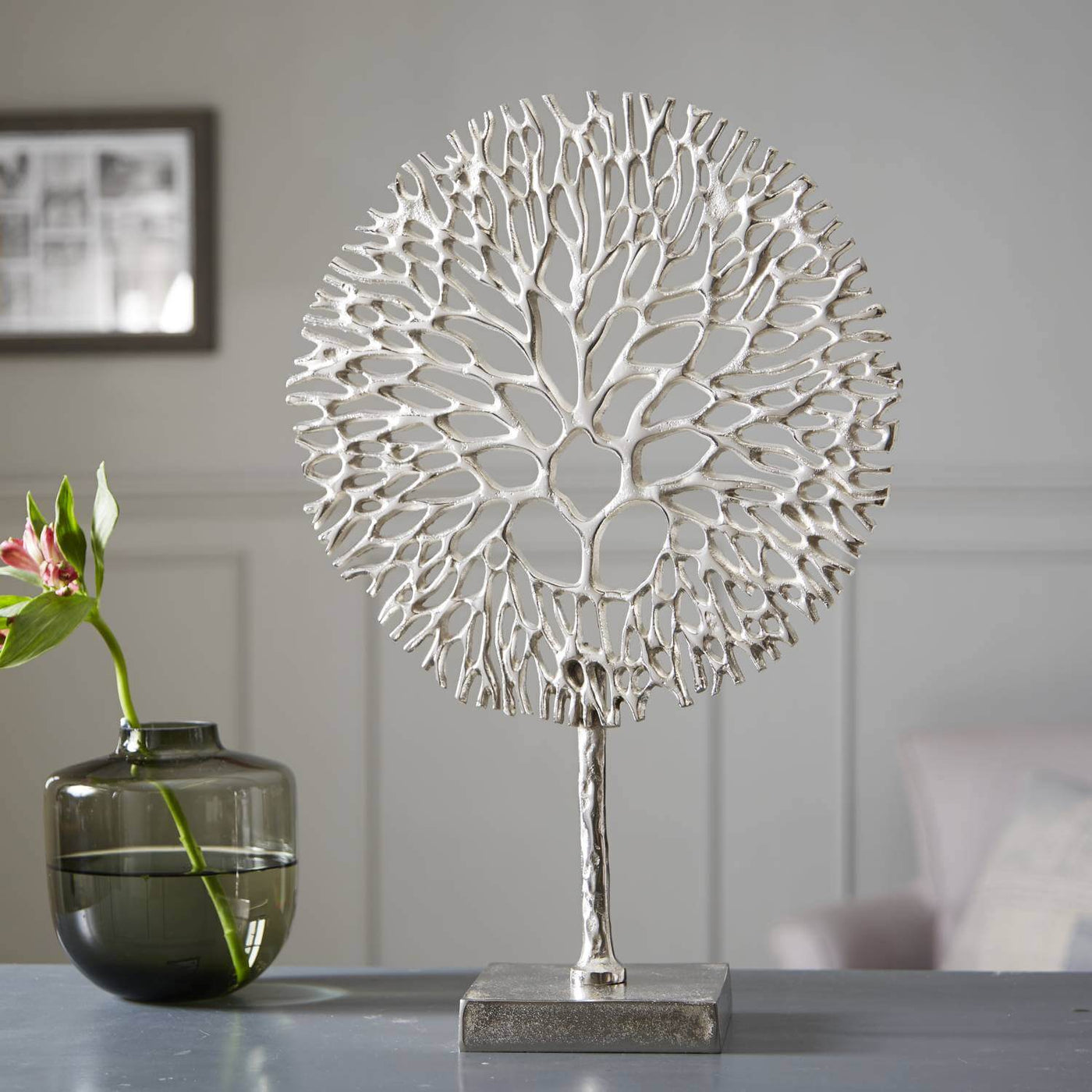 Extra Large Silver Metal Tree Of Life Sculpture - 52cm - LIVE LAUGH LOVE LIMITED