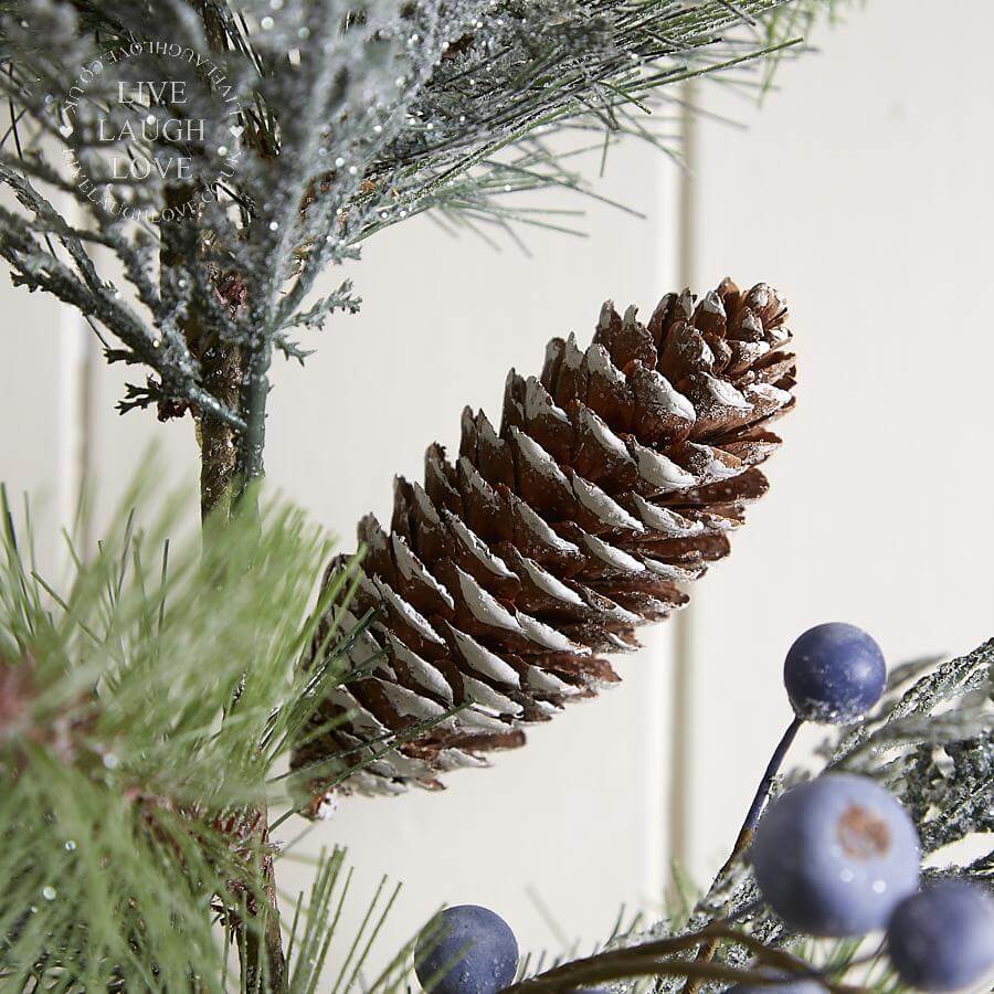 Faux Fir & Blue Berry Tree In Hessian Sack - LIVE LAUGH LOVE LIMITED
