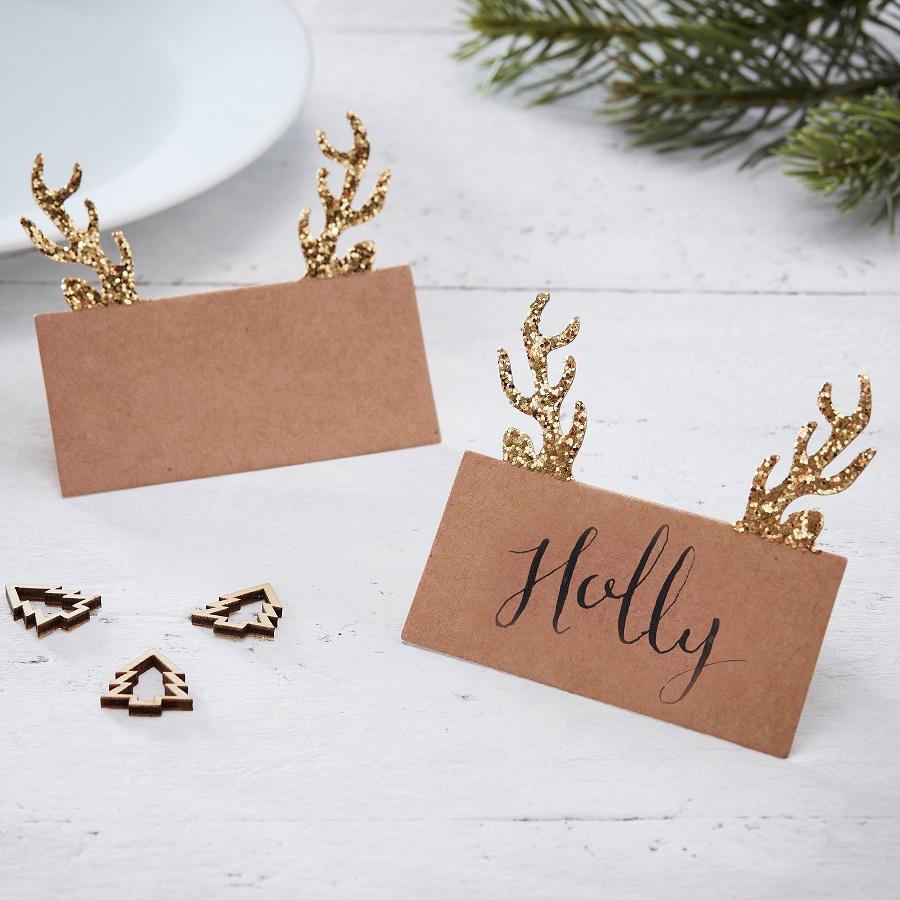 Festive Antler Place Cards - Gold - LIVE LAUGH LOVE LIMITED