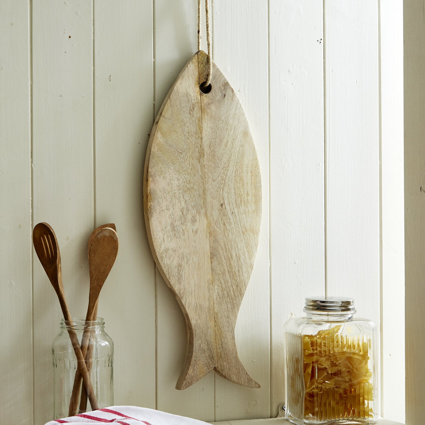 Fish Shaped Wooden Chopping Board W/ Rope - LIVE LAUGH LOVE LIMITED