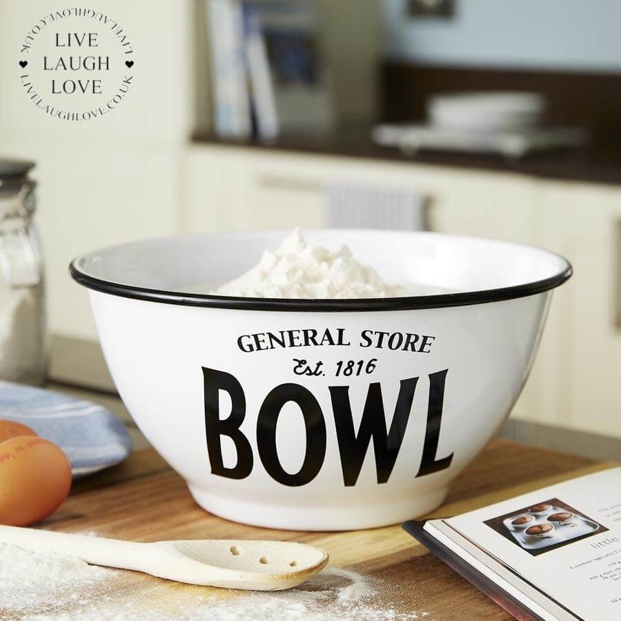 General Store Metal Mixing/Serving Bowl - LIVE LAUGH LOVE LIMITED