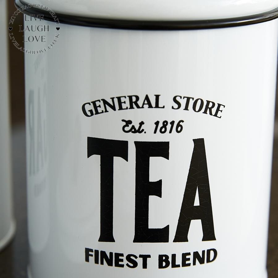General Store Tea Sugar & Coffee Metal Canisters - LIVE LAUGH LOVE LIMITED