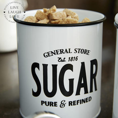 General Store Tea Sugar & Coffee Metal Canisters - LIVE LAUGH LOVE LIMITED