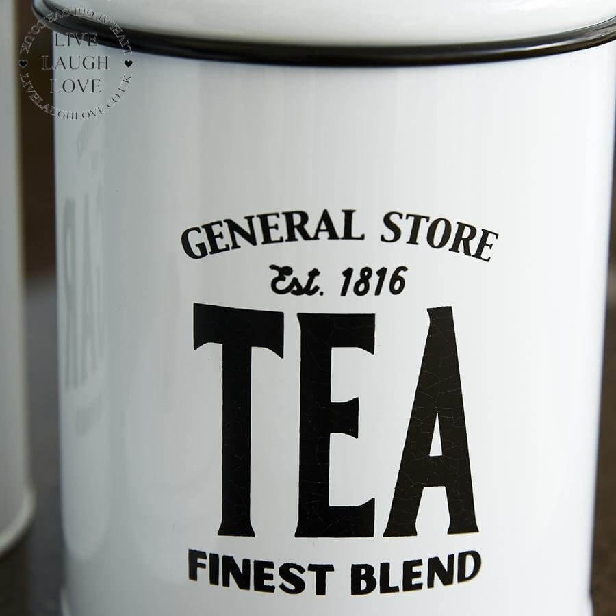 General Store Tea Sugar & Coffee Metal Canisters ***Second*** - LIVE LAUGH LOVE LIMITED