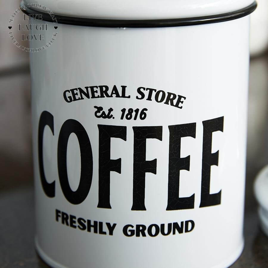 General Store Tea Sugar & Coffee Metal Canisters ***Second*** - LIVE LAUGH LOVE LIMITED