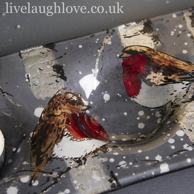 Glass Robin Design Tea Light Plate - LIVE LAUGH LOVE LIMITED