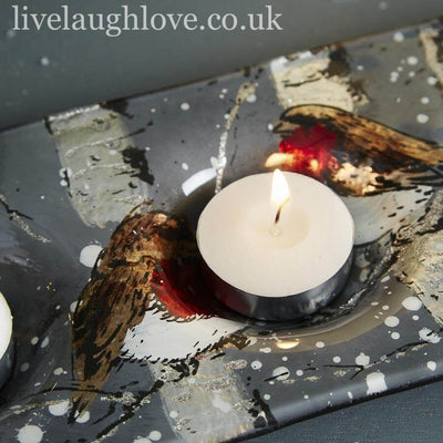 Glass Robin Design Tea Light Plate - LIVE LAUGH LOVE LIMITED