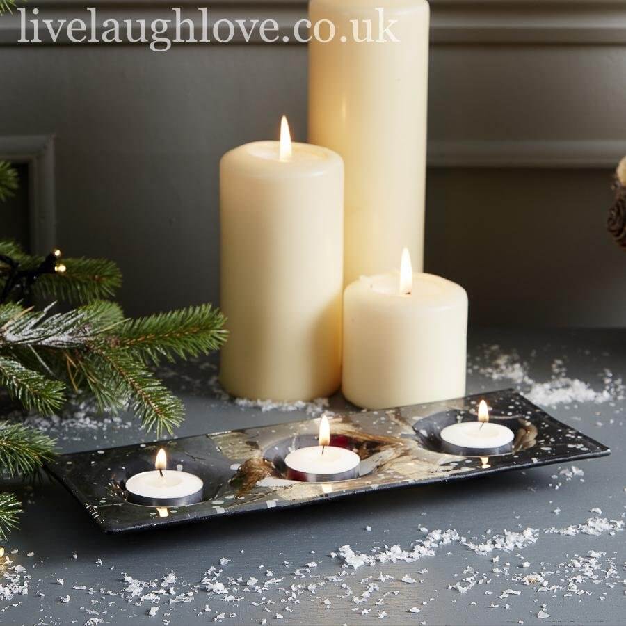 Glass Robin Design Tea Light Plate - LIVE LAUGH LOVE LIMITED
