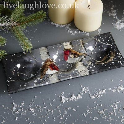 Glass Robin Design Tea Light Plate - LIVE LAUGH LOVE LIMITED
