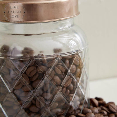 Glass Storage Jars W/ Copper Lids - LIVE LAUGH LOVE LIMITED